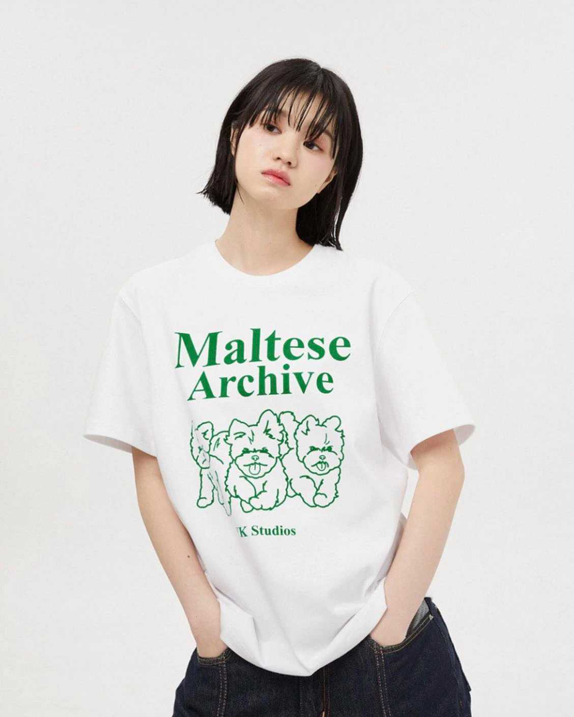 [PRE-ORDER] Wai Kei Maltese Archive Line Graphic Short Sleeve T-Shirt (White)